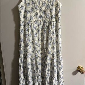 Blu Pepper Floral Cream and Blue dress